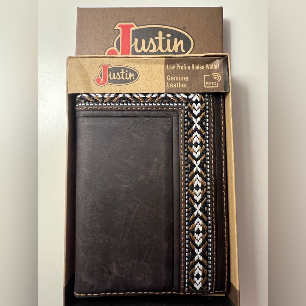 Justin Boots Men's Dark Brown Leather Rodeo Wallet